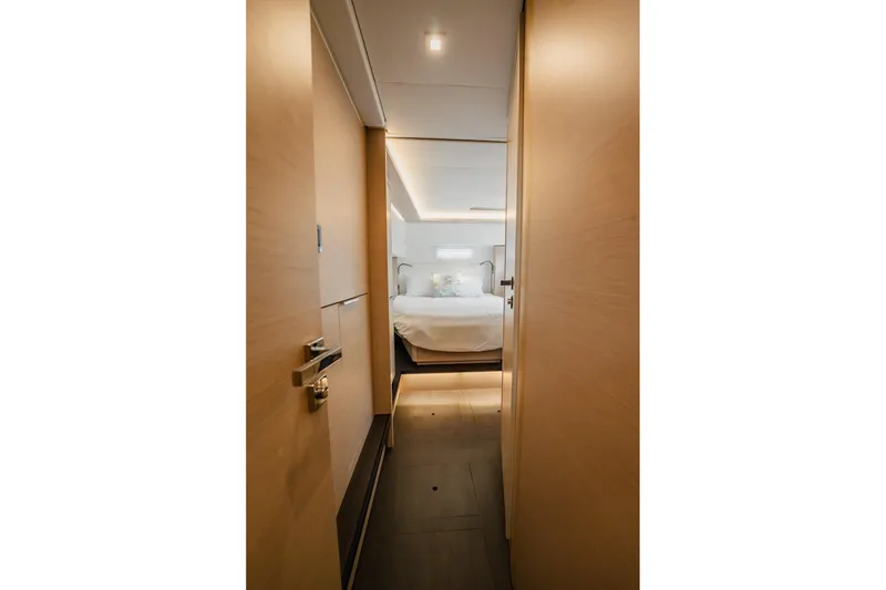 Slide: The Image of Interior view of 2022 Lagoon 46 yacht cabin with modern design. - 127