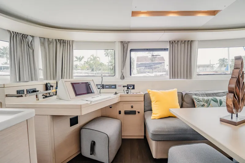 Slide: The Image of Interior of 2022 Lagoon 46 yacht with modern design and comfortable seating. - 37