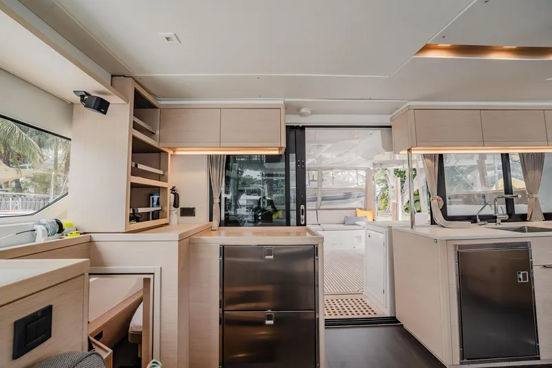Slide: The Image of Modern interior of 2022 Lagoon 46 catamaran with sleek kitchen and spacious layout. - 41