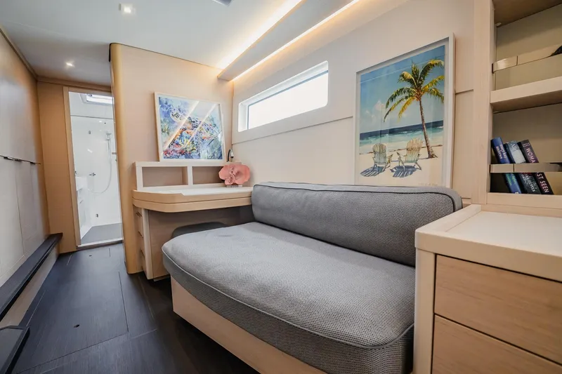 Slide: The Image of Luxurious interior of 2022 Lagoon 46 yacht with modern decor and comfortable seating. - 55