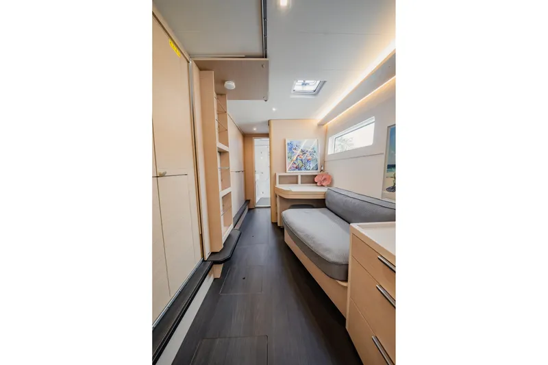 Slide: The Image of Modern interior of 2022 Lagoon 46 yacht with sleek design and comfortable seating. - 58