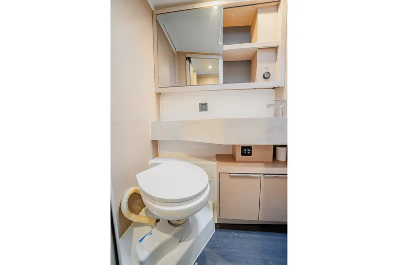 Slide: The Image of Modern bathroom in 2022 Lagoon 46 yacht with sleek fixtures and ample storage. - 69