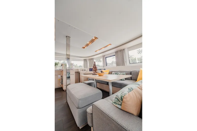 Slide: The Image of Luxurious interior of 2022 Lagoon 46 catamaran with modern seating and decor. - 92