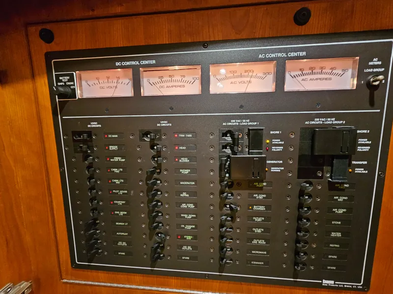 Slide: The Image of Electrical control panel on a 2008 Sabre 38 Salon Express yacht. - 22