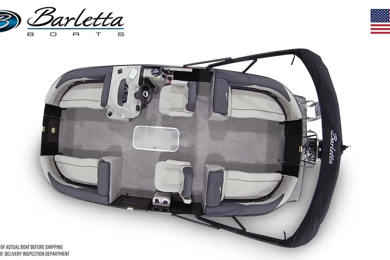 Slide: The Image of 2026 Barletta SANZA 22QC pontoon boat with sleek design and comfortable seating. - 1
