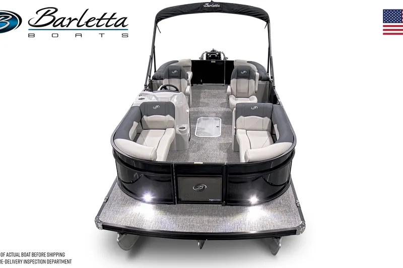 Slide: The Image of 2026 Barletta SANZA 22QC pontoon boat with sleek design and comfortable seating. - 2