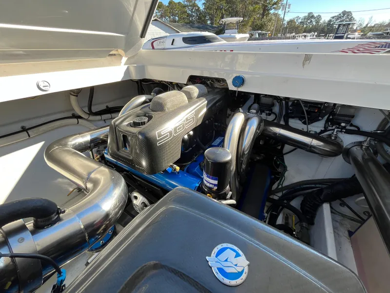 Slide: The Image of Engine compartment of a 2007 Fountain 35 Lightning boat. - 10