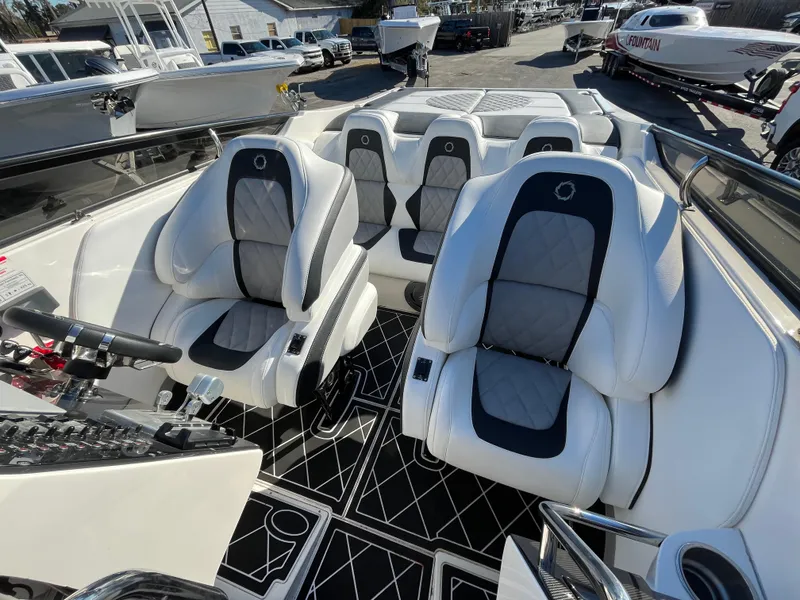 Slide: The Image of Interior of a 2007 Fountain 35 Lightning boat with luxurious seating. - 14