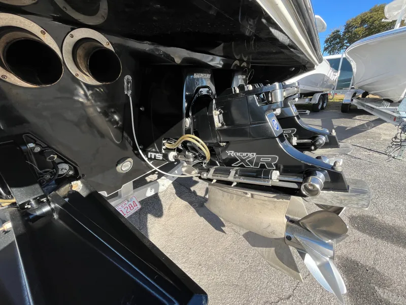 Slide: The Image of Rear view of a 2007 Fountain 35 Lightning boat with drive system. - 6