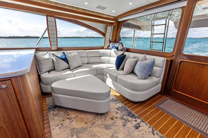 Slide: The Image of Luxurious 2017 Spencer Convertible yacht interior with plush seating and ocean view. - 35