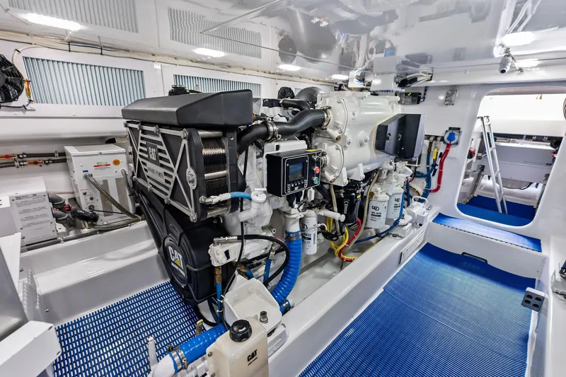 Slide: The Image of Engine room of a 2017 Spencer Convertible yacht with CAT machinery. - 63