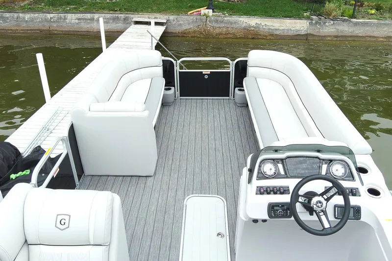 Slide: The Image of Manufacturer Provided Image: 2019 Sweetwater 2286 SFL pontoon boat with spacious seating and modern dashboard. - 15
