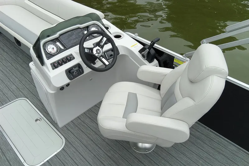 Slide: The Image of Manufacturer Provided Image: 2019 Sweetwater 2286 SFL boat helm with captain's chair and control panel. - 18