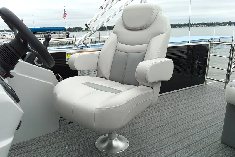 Slide: The Image of Manufacturer Provided Image: 2019 Sweetwater 2286 SFL boat captain's chair with armrests on deck. - 20