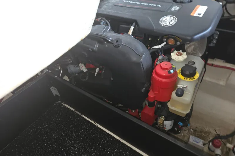 Slide: The Image of Engine compartment of a 2021 Regal 2800 Bowrider with Volvo Penta components. - 34