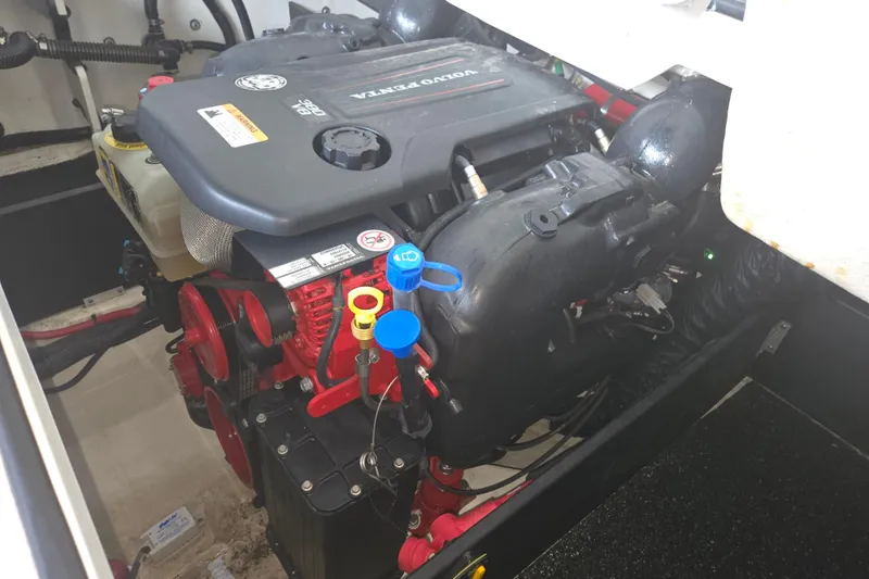 Slide: The Image of Engine compartment of a 2021 Regal 2800 Bowrider with Volvo Penta engine. - 35