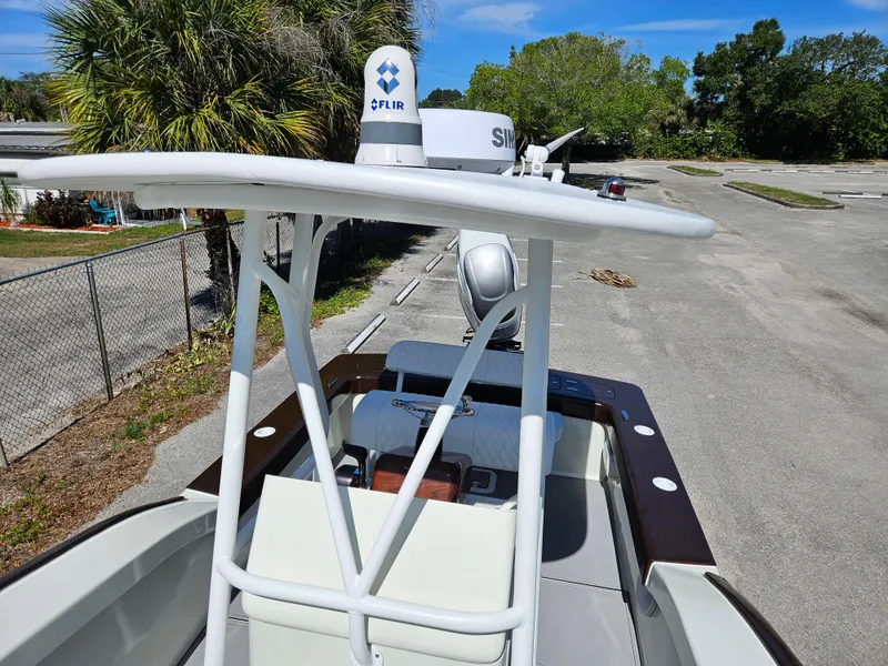 Slide: The Image of 2023 Carolina Classic 25 boat with radar and navigation equipment. - 4