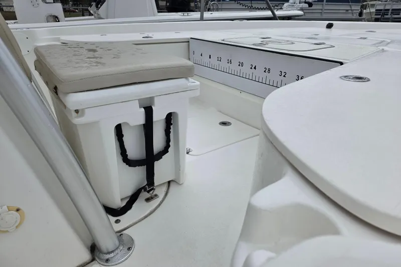 Slide: The Image of 2016 Sea Fox 22XTR Viper boat interior with seating and measuring board. - 8