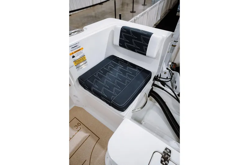 Slide: The Image of Manufacturer Provided Image: 2026 Parker 230 Coastal Elite boat seat with stylish black and white upholstery. - 13