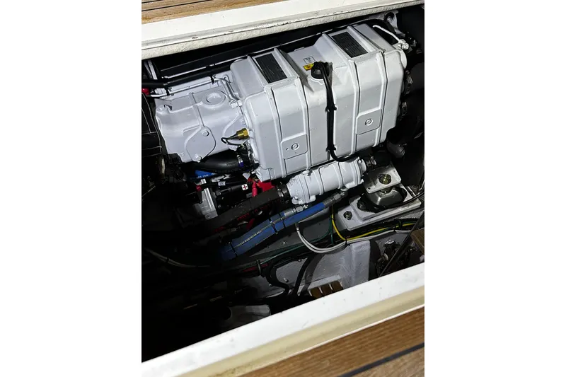 Slide: The Image of Engine compartment of 1995 Grand Banks 38 Eastbay EX boat. - 31