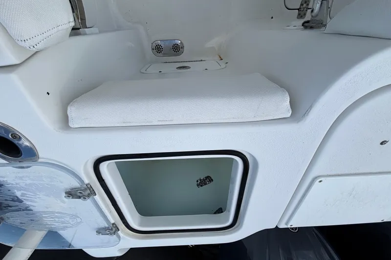 Slide: The Image of 2018 Sea Hunt Gamefish 30 Forward Seating storage compartment and seating area. - 134