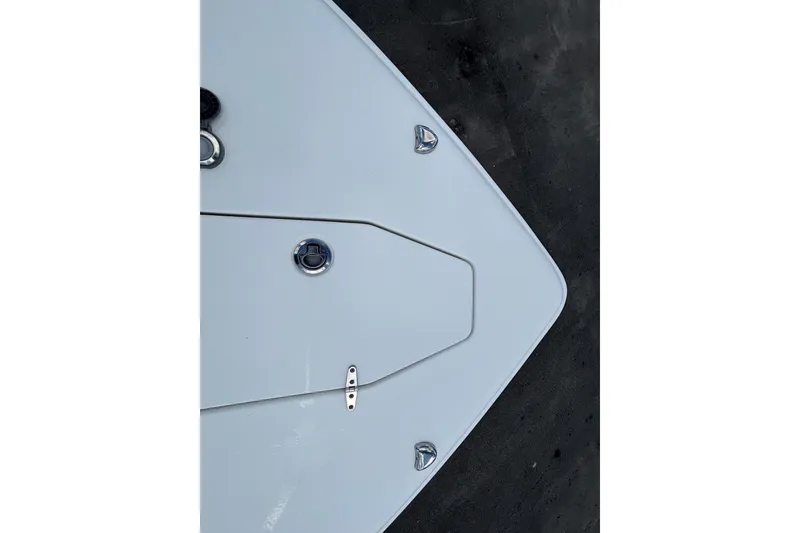 Slide: The Image of 2018 Sea Hunt Gamefish 30 Forward Seating boat deck, featuring sleek design elements. - 97