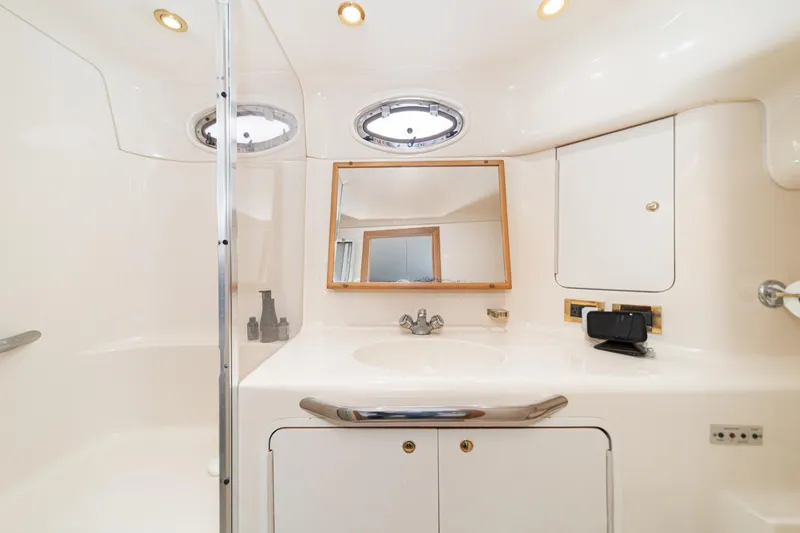 Slide: The Image of Luxurious bathroom in 1998 Sea Ray 420 Aft Cabin yacht with modern fixtures. - 47