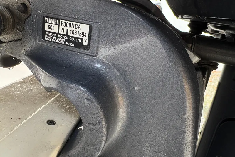 Slide: The Image of Close-up of Yamaha F300NCA engine on 2017 Grady-White Freedom 307 boat. - 15