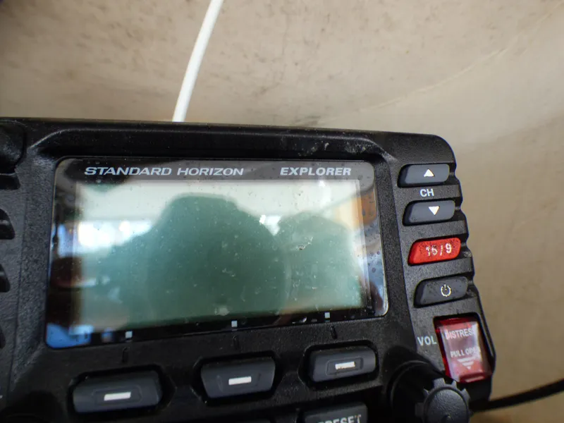 Slide: The Image of Standard Horizon Explorer radio on 2016 Sea Fox 256 Voyager boat. - 19