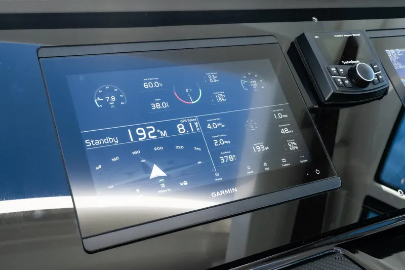 Slide: The Image of Garmin navigation display on 2023 Cruisers Yachts 42 Cantius dashboard. - 23