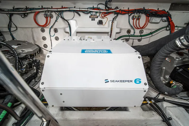 Slide: The Image of Engine room of 2023 Cruisers Yachts 42 Cantius with Seakeeper 6 stabilizer. - 43