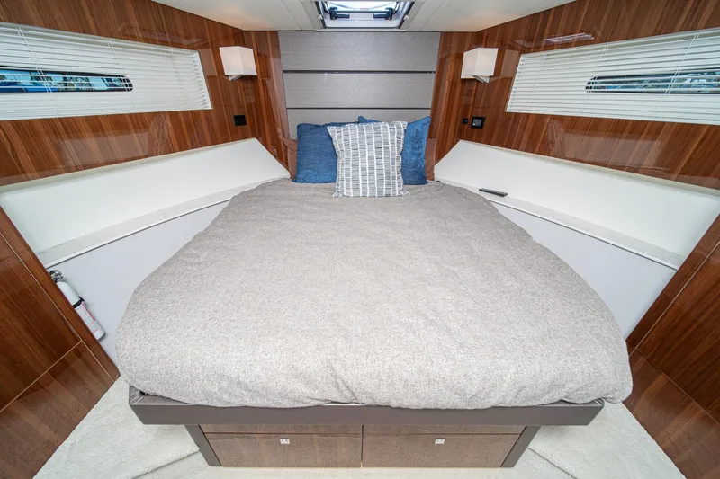 Slide: The Image of Luxurious bedroom interior of 2023 Cruisers Yachts 42 Cantius with modern design. - 27