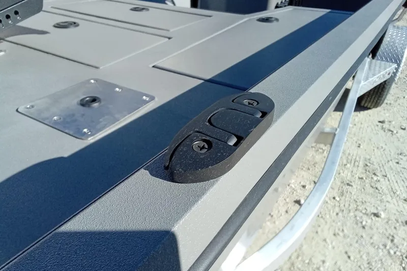 Slide: The Image of 2026 Thor 1900 Lake Hammer boat deck with latch detail in sunlight. - 8