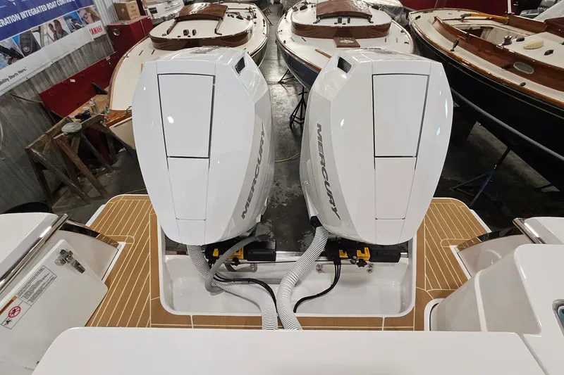 Slide: The Image of Open storage compartment of 2026 Southport 30 FE boat, showing interior details and fittings. - 32