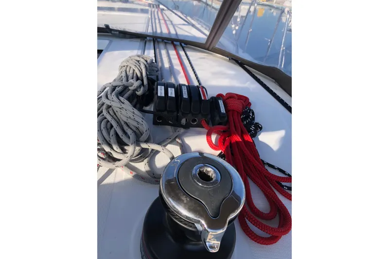 Slide: The Image of Starboard cabin top winch and line controls - 24