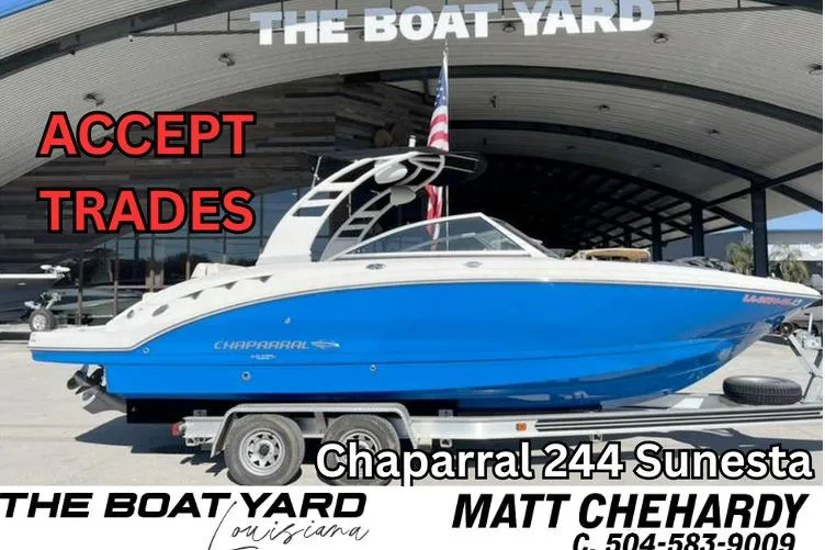 The Image of 2018 Chaparral Sunesta 244 Xtreme boat in blue, available at The Boat Yard, Louisiana. - 0