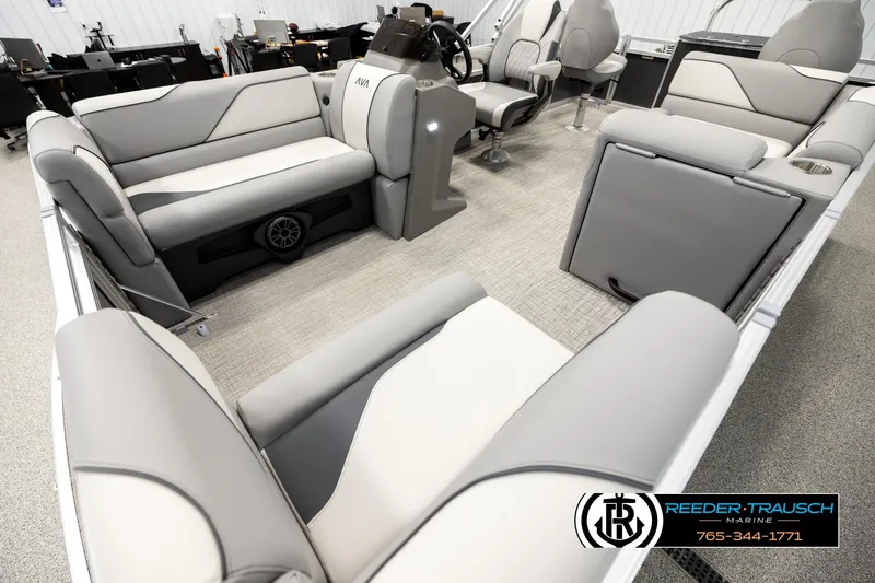 Slide: The Image of Luxurious interior of 2026 Avalon VEN RF boat with plush seating and modern design. - 10