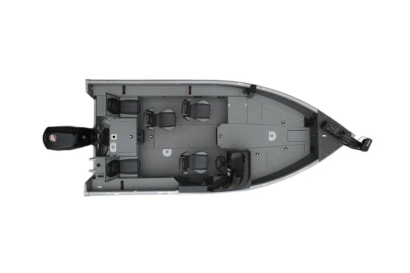 Slide: The Image of Manufacturer Provided Image: 2025 Lund 1875 Impact XS SS boat, top view, gray interior, seating layout. - 29