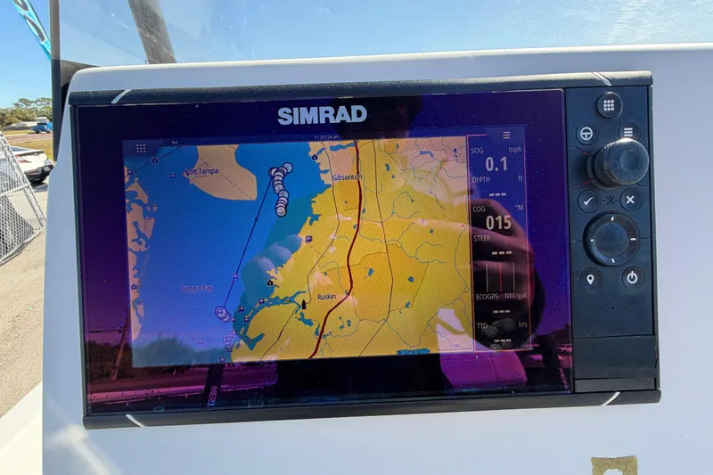 Slide: The Image of Simrad navigation display on 2020 Blazer Bay 2200 Fisherman boat. - 21