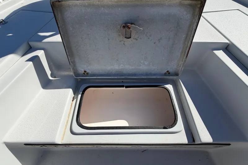 Slide: The Image of Open storage compartment on 2020 Blazer Bay 2200 Fisherman boat deck. - 34