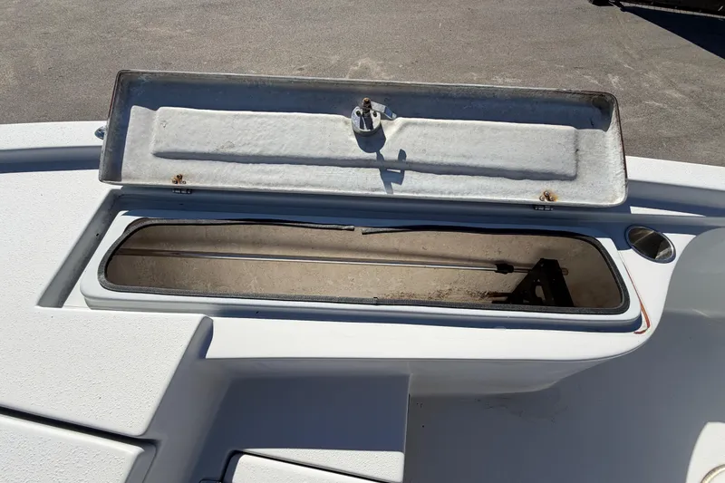 Slide: The Image of Open storage compartment on 2020 Blazer Bay 2200 Fisherman boat deck. - 43