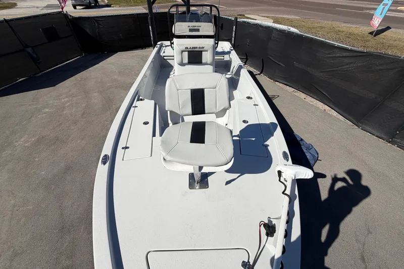 Slide: The Image of 2020 Blazer Bay 2200 Fisherman boat with dual seats and steering console. - 49