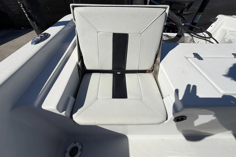 Slide: The Image of 2020 Blazer Bay 2200 Fisherman boat seat with black and white upholstery. - 60
