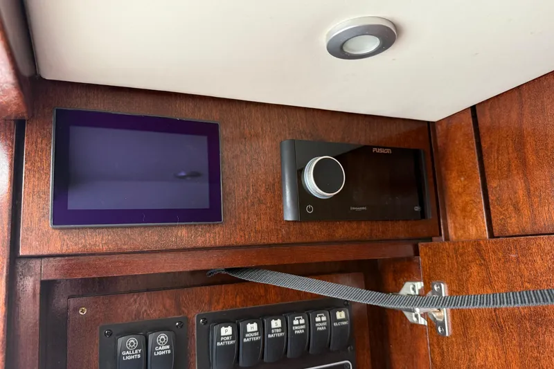 Slide: The Image of Control panel of 2020 Albemarle 290 Express Fisherman with electronic displays and switches. - 40