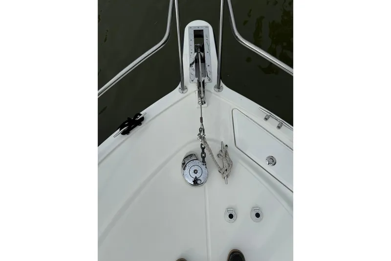 Slide: The Image of Bow view of 2020 Albemarle 290 Express Fisherman with anchor and chain. - 7