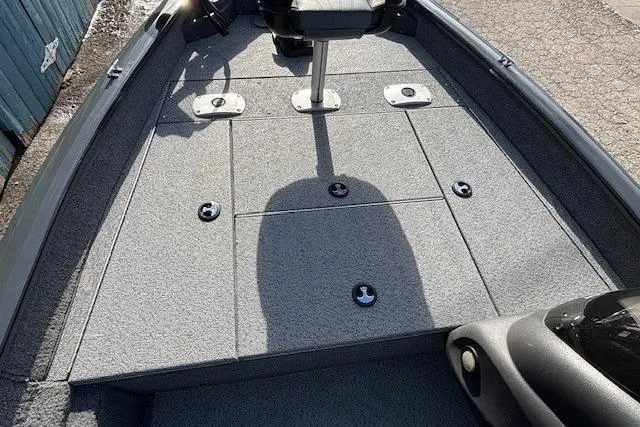 Slide: The Image of 2019 Tracker Pro Team 175 TF boat deck with seating and storage compartments. - 10