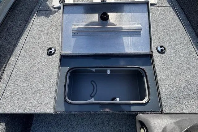 Slide: The Image of 2019 Tracker Pro Team 175 TF boat storage compartment with open lid. - 13