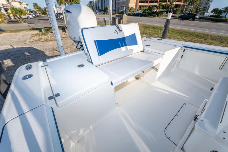 Slide: The Image of 2017 Crevalle 26 Open boat interior with seating and storage compartments. - 30