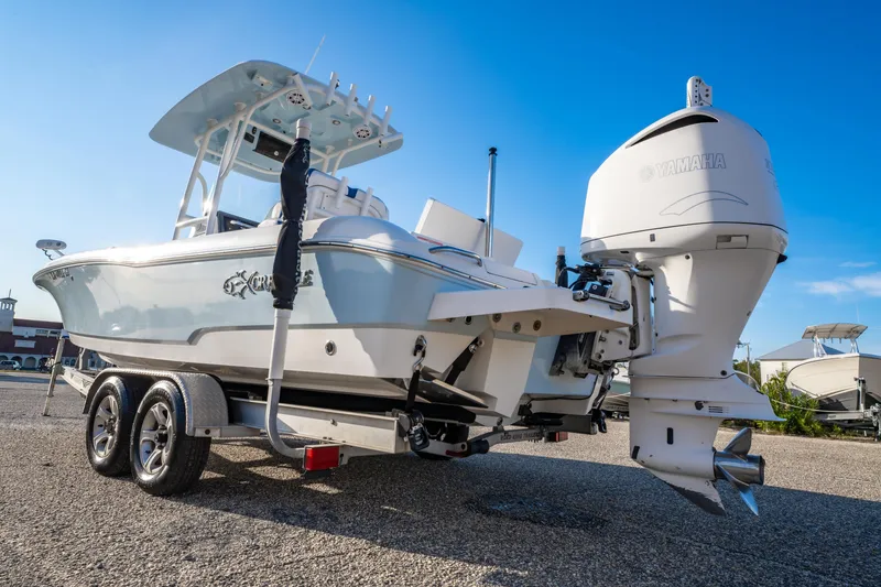 Slide: The Image of 2017 Crevalle 26 Open boat on trailer with Yamaha outboard motor. - 7