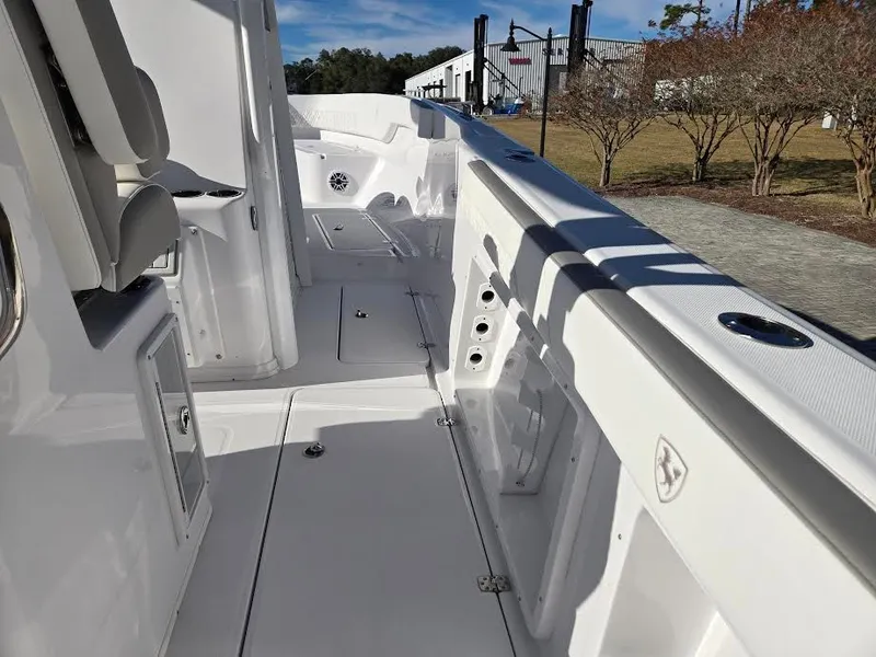 Slide: The Image of Interior view of 2024 Century 3200 boat, modern design. - 8